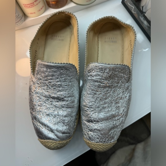 Stuart weitzman metallic leather espadrille loafers women’s 7 - Picture 2 of 6